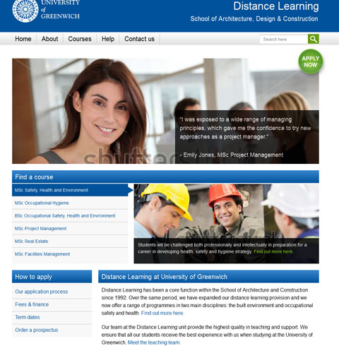 Redesign of the existing DistanceLearning.uk.com site
